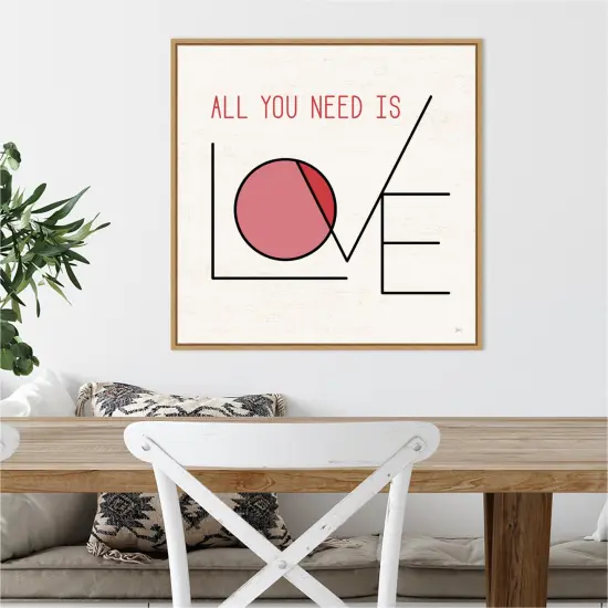 Love Letters I by Jess Aiken 22-in. W x 22-in. H. Canvas Wall Art Print Framed in Natural {4}