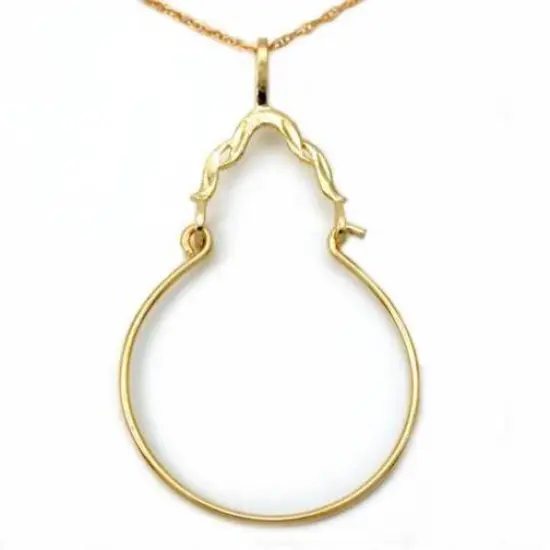 14K Gold Charm Holder 34mm 18" Chain Jewelry {4}
