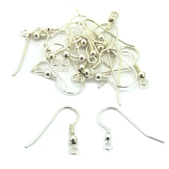 18 Fish Hook Sterling Silver Wire Wrap Ball Earring 22G {1}
