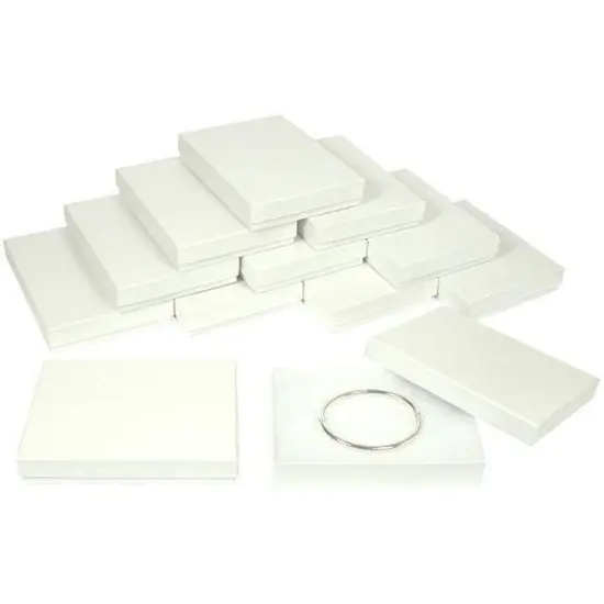 24 White Swirl Cotton Jewelry Gift Boxes Necklace Bracelet Displays 5 3/8" {2}