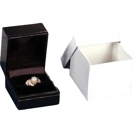 6 Ring Gift Boxes Black Leather Jewelry Case Display {2}