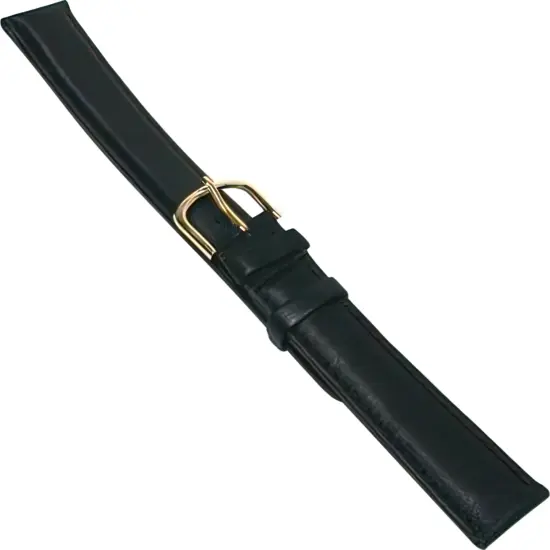Deployment Buckle 3 Black Crocodile Leather Watch Band {4}
