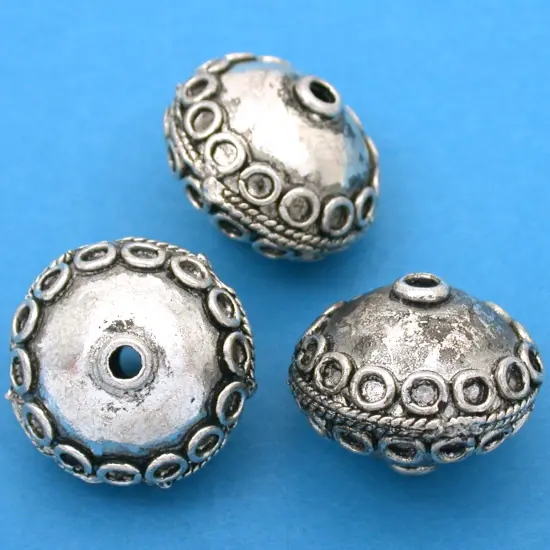Bali Saucer Beads Antique Silver Plated 17.5mm Approx 2 {1}