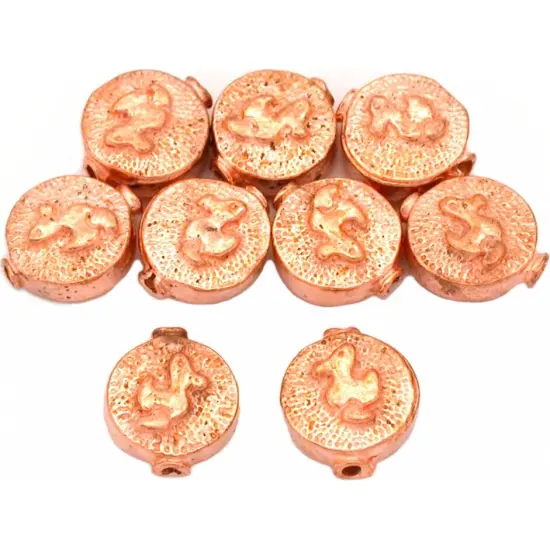 15g Fluted Round Duck Beads Copper Plated 11mm Approx 8 {1}