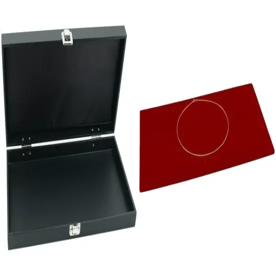 Black Jewelry Display Case (Single metal clasp) w/ Red Velvet Display Tray {1}