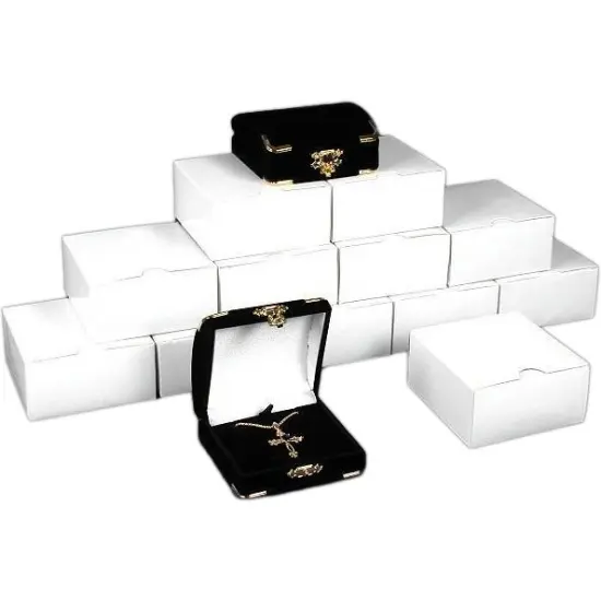12 Pendant Gift Boxes Black Flocked Jewelry Display Box {1}