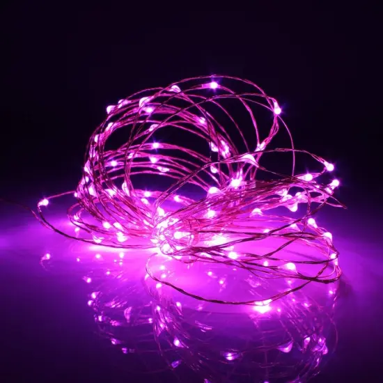 Perfect Holiday 100 LED Silver Copper Fairy Light Plug in OEM Pink {1}