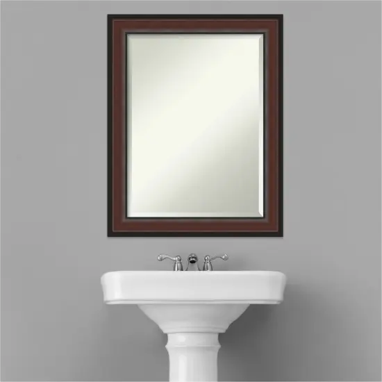 Beveled Bathroom Wall Mirror, Harvard Walnut Frame {6}