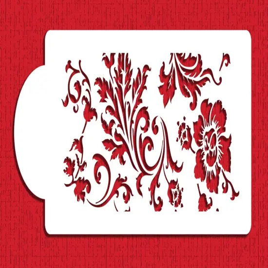 Chic Rose Border Cake Stencil | C345 by Designer Stencils | Cake Decorating Tools | Baking Stencils for Royal Icing, Airbrush, Dusting Powder | Reusable Plastic Food Grade Stencil for Cakes | Easy to Use & Clean Cake Stencil {1}