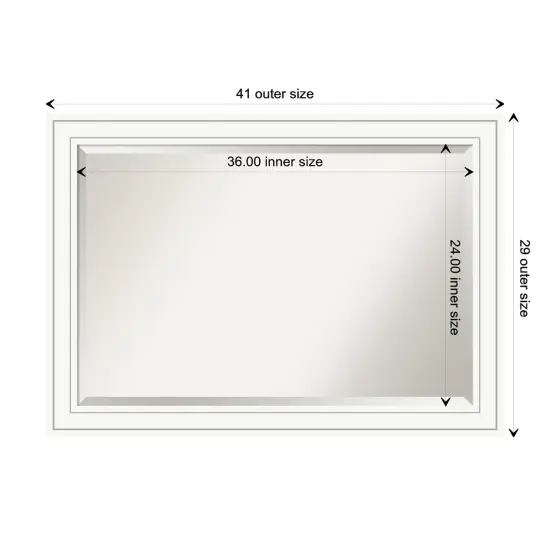 Beveled Wood Bathroom Wall Mirror, Craftsman White Frame {1}
