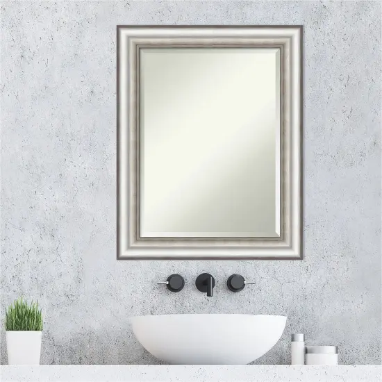 Beveled Bathroom Wall Mirror, Salon Silver Frame {6}