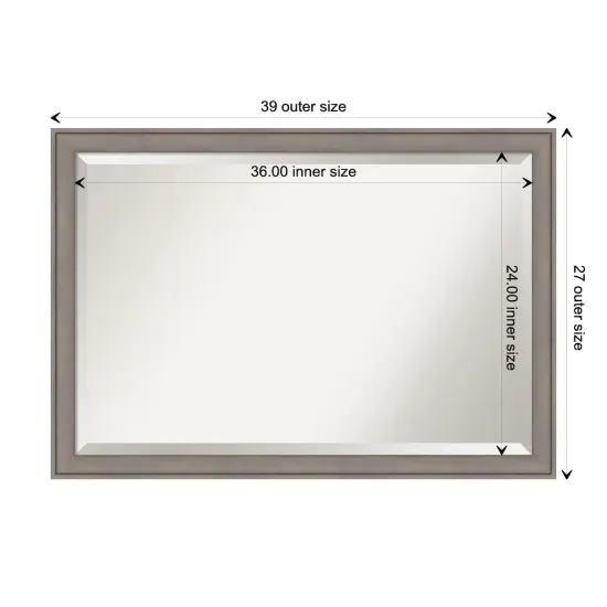Beveled Wood Bathroom Wall Mirror, Greywash Frame {1}