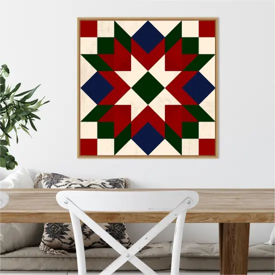 Christmas Barn Quilt IV by Victoria Barnes Canvas Wall Art Print Framed Sylvie Maple {4}