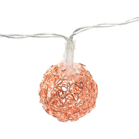 Perfect Holiday 8 LED String Light With Rose Gold Metal Ball - Warm White {3}