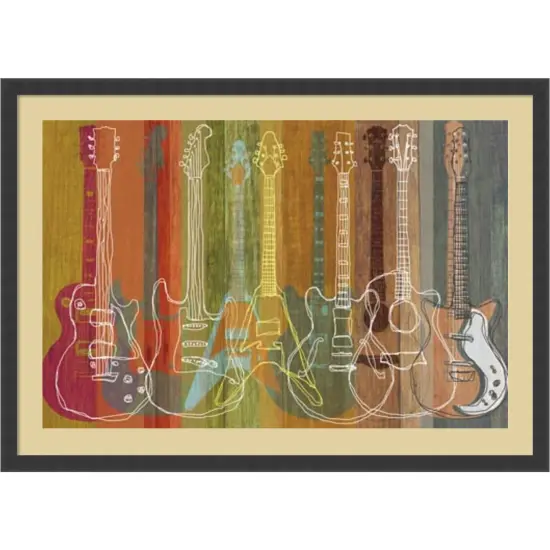 Guitar Heritage by M.J. Lew Wood Framed Wall Art Print 42 in. W x 30 in. H {1}