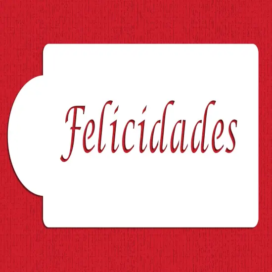 Felicidades Cake Stencil | C081 by Designer Stencils | Cake Decorating Tools | Baking Stencils for Royal Icing, Airbrush, Dusting Powder | Reusable Plastic Food Grade Stencil for Cakes | Easy to Use & Clean Cake Stencil {1}
