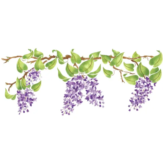 Lilac Branch Wall Stencil Border | 2076 by Designer Stencils | Floral Stencils | Reusable Art Craft Stencils for Painting on Walls, Canvas, Wood | Reusable Plastic Paint Stencil for Home Makeover | Easy to Use & Clean Art Stencil {1}