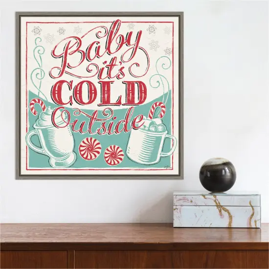 Merry Little Christmas II by Janelle Penner Canvas Wall Art Print Framed Grey {4}
