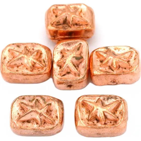16g Star Rectangle Bead Copper Plate 11mm Approx 6 {1}