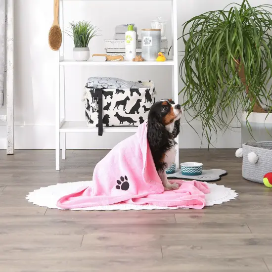 DII Pink Embroidered Paw Pet Towel {5}