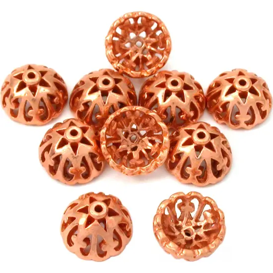 Filigree Bead End Caps Copper Plated 12.5mm Approx 10 {1}
