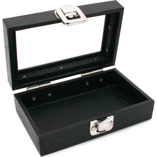 Glass Top Black Jewelry Display Travel Case Box Tray 6" {1}