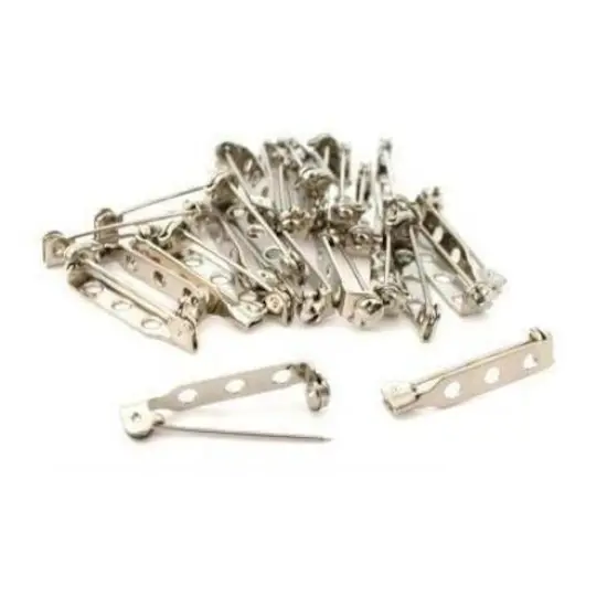 24 Bar Pin Backs Nickel Plated Broaches Badges Parts {1}