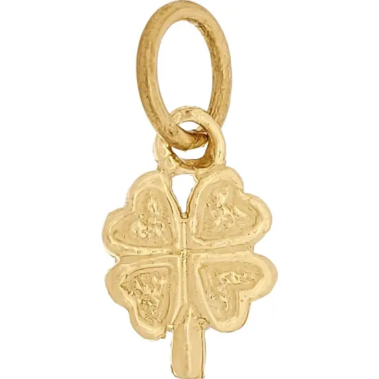 14K Yellow Gold Four Leaf Clover Charm with 18" Cable Chain & Gift Box {2}
