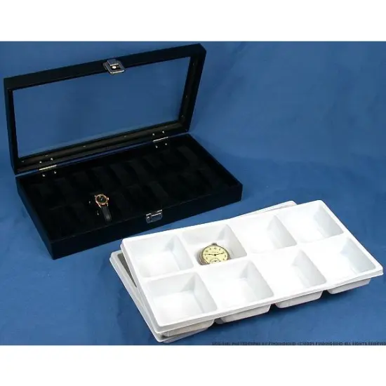 16 Pocket Watch Jewelry Tray Display Glass Top Case {1}