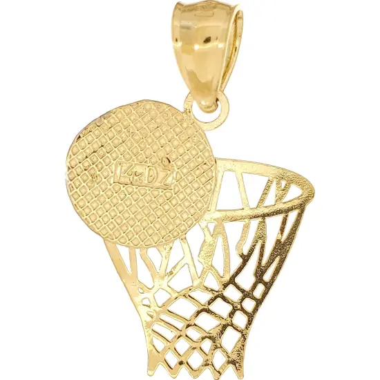Basketball & Hoop Charm 14k Two Tone Gold 18mm {2}