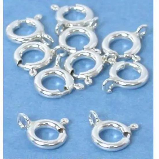 10 Sterling Silver Spring Ring Clasps Chain Necklace Findings {1}