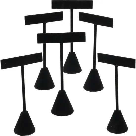 6 Black Velvet Earring T Stand Showcase Displays 4.75" {1}