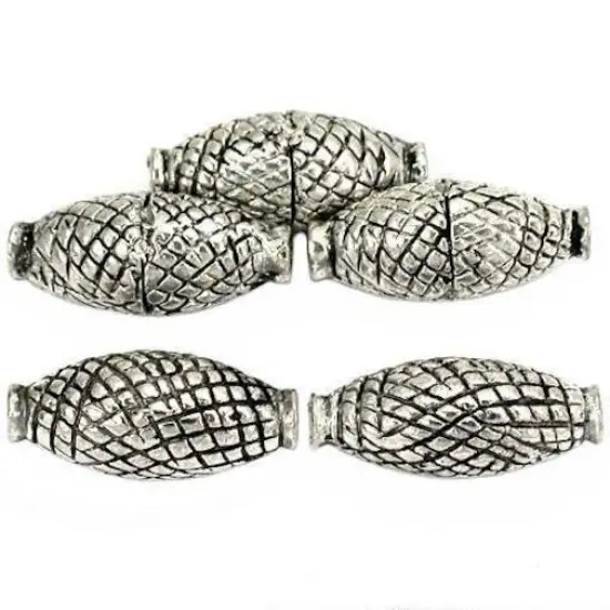 Oval Tube Beads Antique Silver Plated 18.5mm Approx 5 {1}