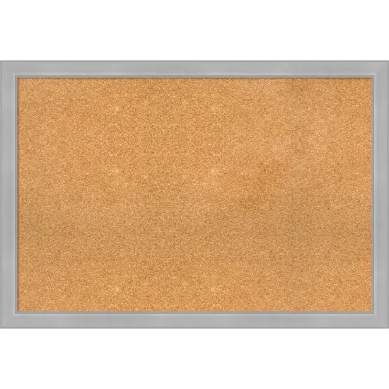 Cork Board, Vista Brushed Nickel Narrow Frame - Bulletin Board, Organization Board, Pin Board {1}