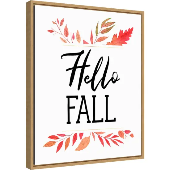 Hello Fall Leaves II by Amanti Art Portfolio 16-in. W x 20-in. H. Canvas Wall Art Print Framed in Natural {1}