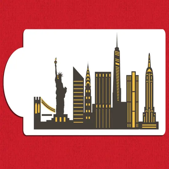 New York City Detailed Skyline Cake Stencil Side | C1000 by Designer Stencils | Cake Decorating Tools | {2}