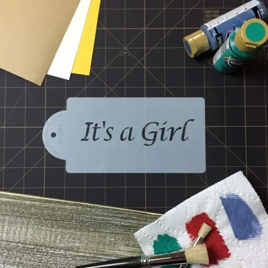 It's a Girl Cake Stencil | C044 by Designer Stencils | Cake Decorating Tools | Baking Stencils for Royal Icing, Airbrush, Dusting Powder | Reusable Plastic Food Grade Stencil for Cakes | Easy to Use & Clean Cake Stencil {4}