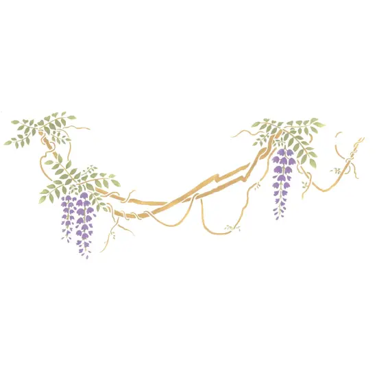 Small Japanese Wisteria Vine Wall Stencil | 2390 by Designer Stencils | Floral Stencils | Reusable Art Craft Stencils for Painting on Walls, Canvas, Wood | Reusable Plastic Paint Stencil for Home Makeover | Easy to Use & Clean Art Stencil {1}