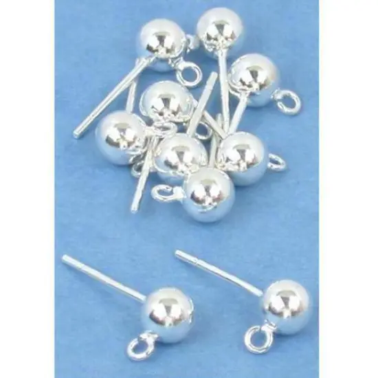 10 Sterling Silver Earrings Ball Stud Post Parts 5mm {1}