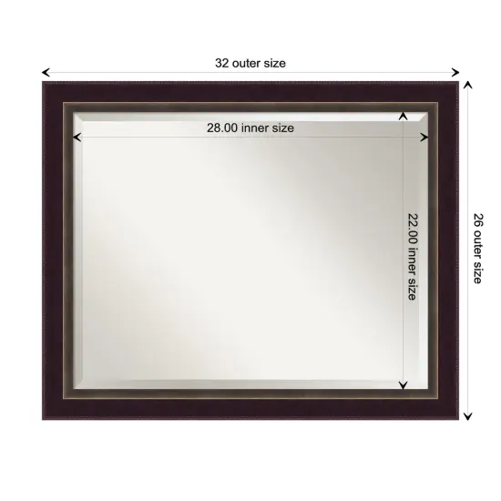 Beveled Wood Bathroom Wall Mirror, Signore Bronze Frame {1}