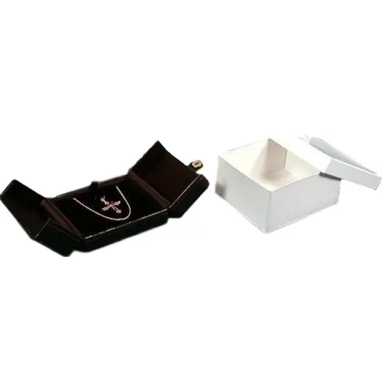 6 Pendant Necklace Boxes Black Leather Gift Display {2}