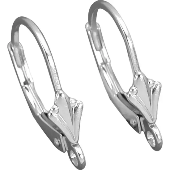 4 Sterling Silver Fleur de Lis Lever Back Earrings Wires Jewelry {1}