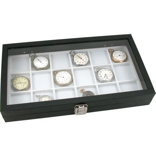 Glass Top Display Case Box 18 Slot White Tray Insert New {2}