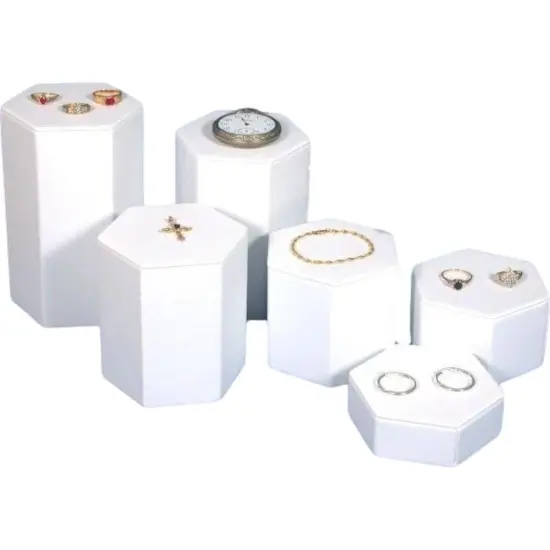 Findingking 6 White Leather Jewelry Risers Tall Showcase Display 2 Pcs {1}