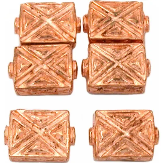 Rectangle X Beads Copper Plated Tube Bead 13mm Approx 6 {1}