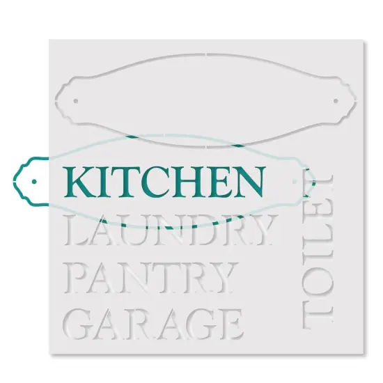 Door Plaques Embossing 12 x 12 Stencil | FS033 by Designer Stencils | Word & Phrase Stencils | Reusable Stencils for Painting on Wood, Wall, Tile, Canvas, Paper, Fabric, Furniture, Floor | Reusable Stencil for Home Makeover | Easy to Use & Clean {3}