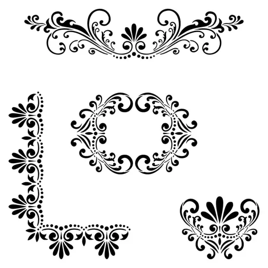 Fleur de Lis Embossing 12 x 12 Stencil Details Set | FS013 By Designer Stencils | Pattern Stencils | Reusable Stencils for Painting on Wood, Wall, Tile, Canvas, Paper, Fabric, Furniture, Floor | Try Instead of a Wallpaper | Easy to Use & Clean {1}