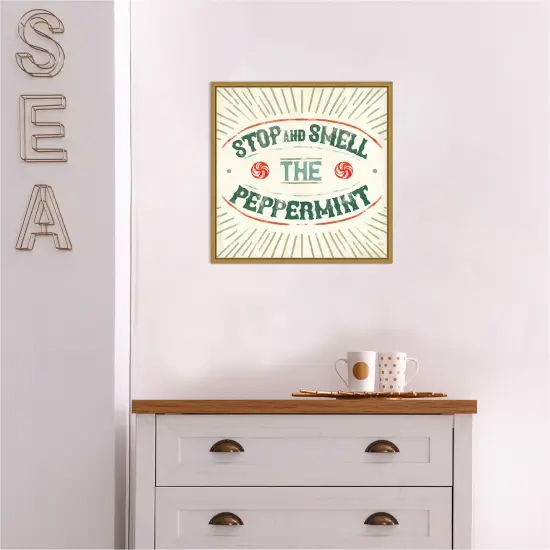 Holiday Likeness IX (Peppermint) by Veronique Charron Canvas Wall Art Print Framed Gold {5}