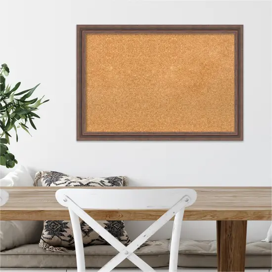 Natural Cork Board (26 in. x 18 in.), Distressed Rustic Brown Wood Frame - Bulletin Board, Organization Board, Pin Board {4}