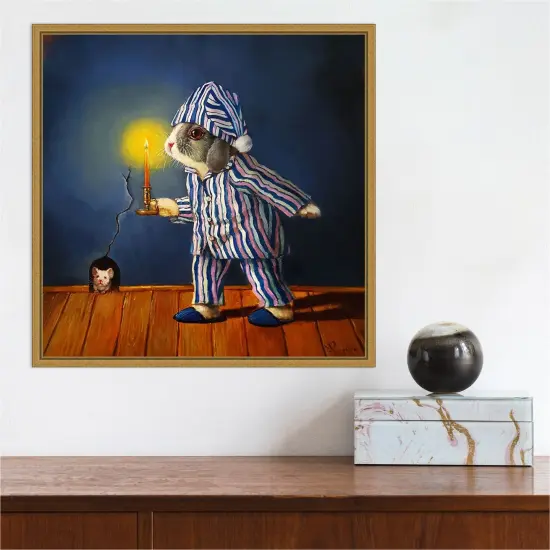 The Night Before Christmas Mouse by Lucia Heffernan Canvas Wall Art Print Framed Gold {4}